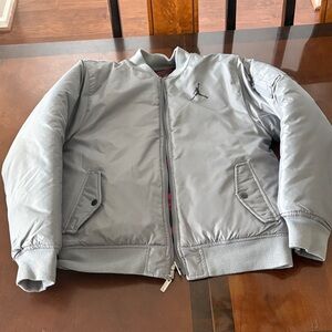 Youth Nike Air Jordan Reservable Gray Bomber Jacket